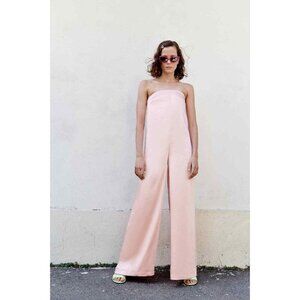 ZARA Strapless Satin Jumpsuit Pale Pink - Never Worn